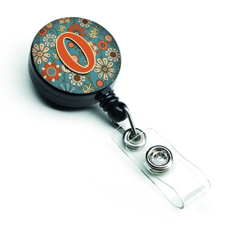 CAROLINES TREASURES Letter O Flowers Retro Blue Retractable Badge Reel CJ2012-OBR